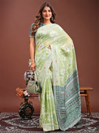 Shree Shyam Fashion Anaya Light Green Linen Cotton Saree