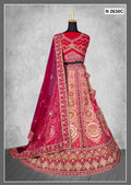 Red Velvet Zardosi Work With Pure Mirror Work Lehenga Choli - Nimaya Tyohar