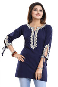 Snehal Creations Graceful Navy Blue Alluring Designer Kurti Tunic with Lace Detailing