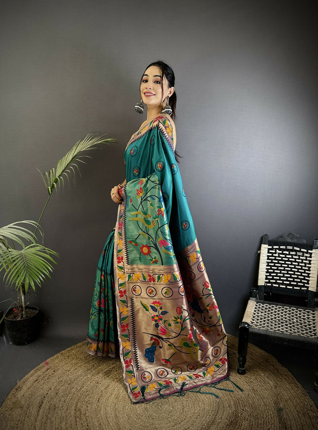 Joban Fashion Cyan Blue Paithani Soft Silk Meenakari Saree - Distacart