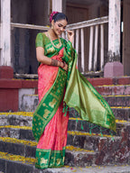 Shree Shyam Fashion Peach Soft Silk Saree - Distacart