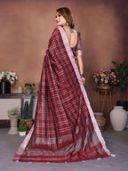 Anaita Maroon Weaving Linen Cotton Saree With Blouse - Distacart