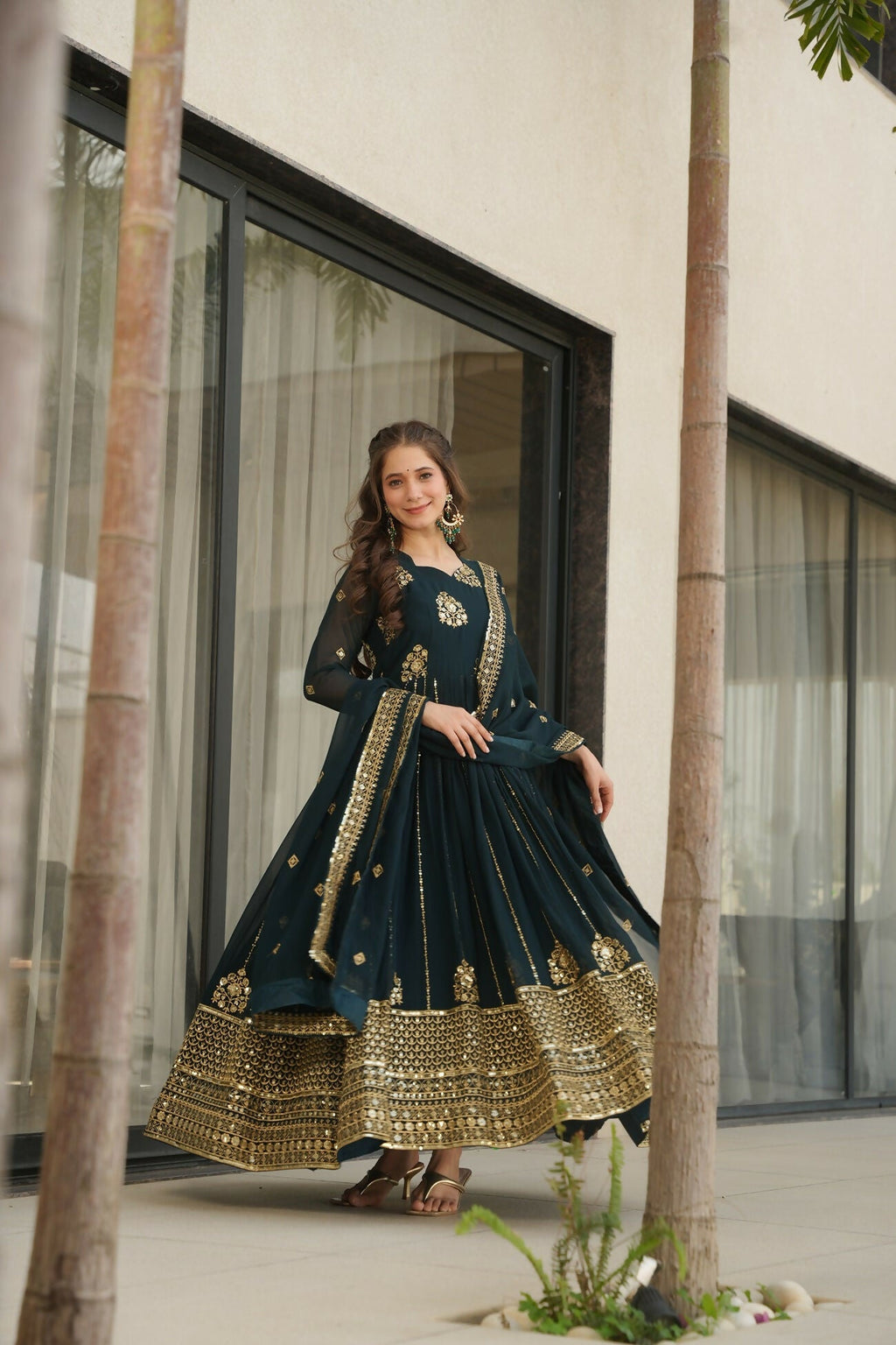 Joban Fashion Rama Georgette Sequence Embroidery Work Kurta Set - Distacart