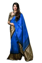 DEIANA'S Beautiful Designer Golden zari Soft Lichi Silk Saree - Royal Blue