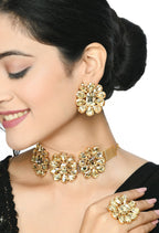 Mominos Fashion Joharkamal Gold-Plated Brass Finish Stone Choker For Women & Girls (Golden) - Distacart