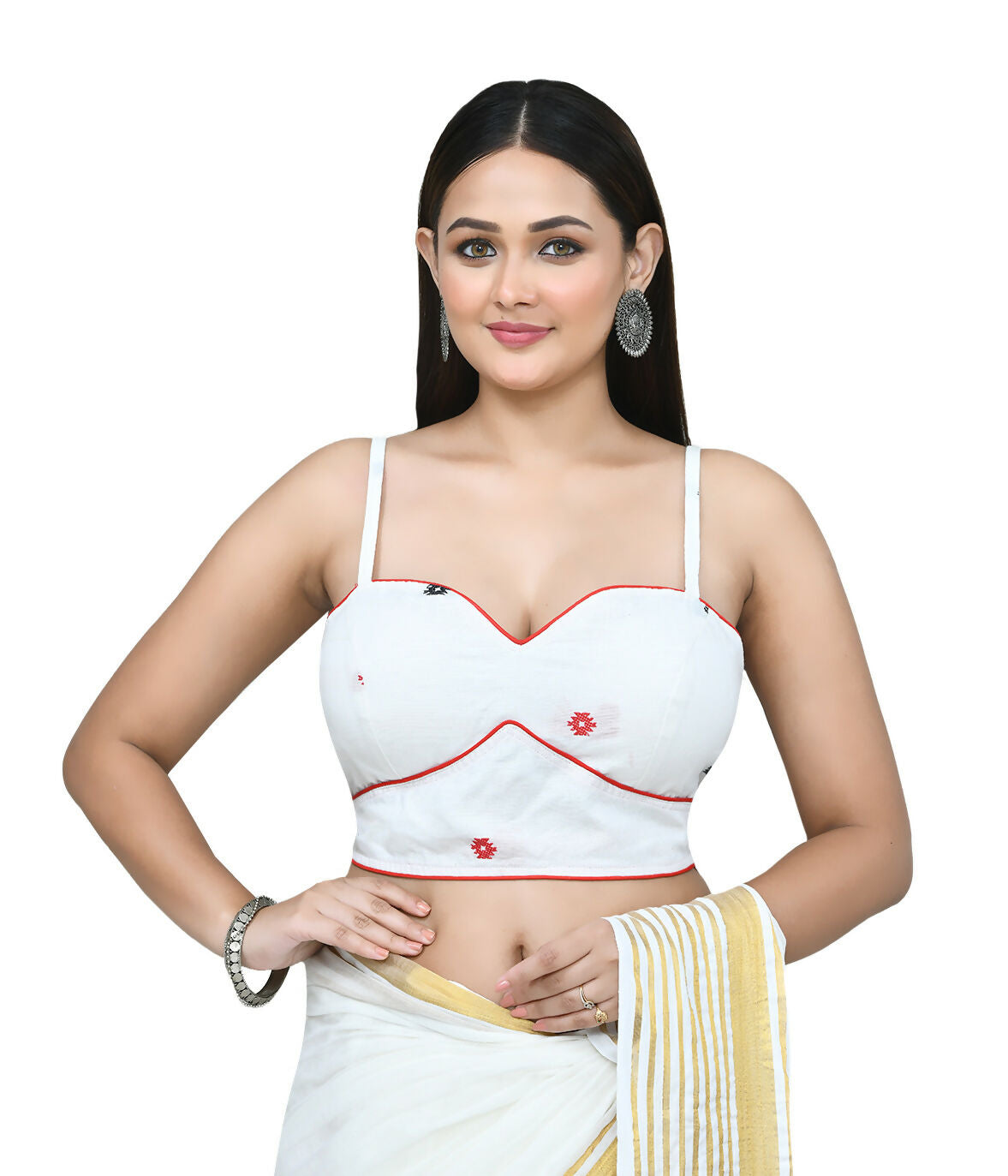 Joban Fashion Women's White Embroidered Stitched Blouse - Distacart