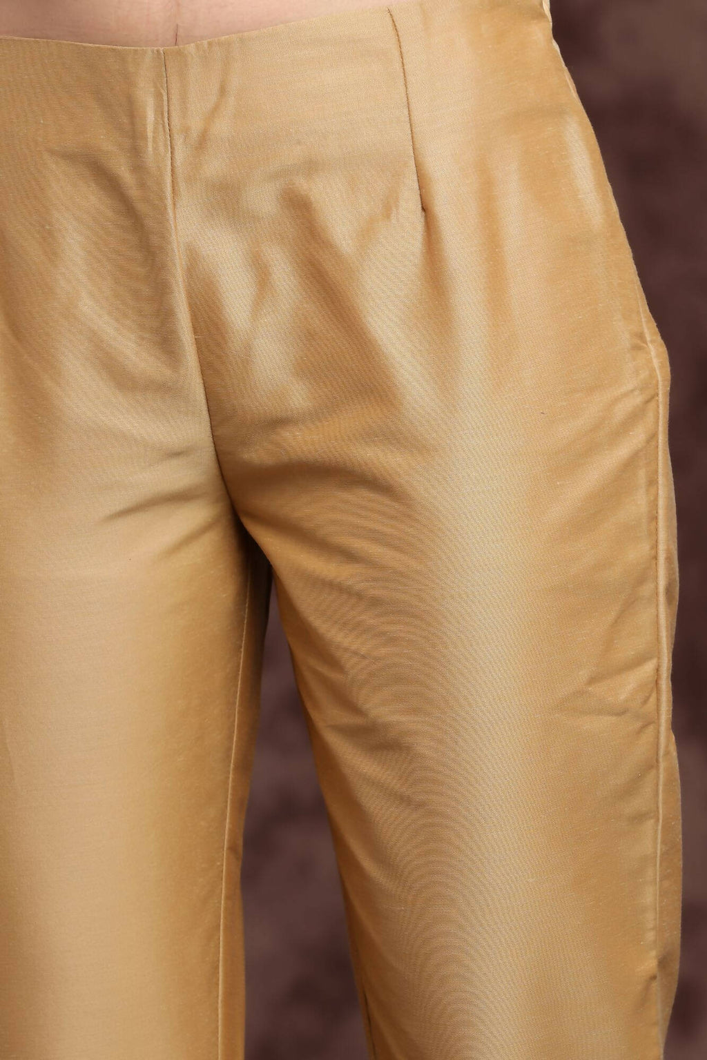 Juniper Women Gold Poly Silk Solid Slim Fit Pant/Slim Pant - Distacart