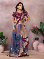 Aastha Fashion Purple Silk Sarees Weaving Saree - Distacart