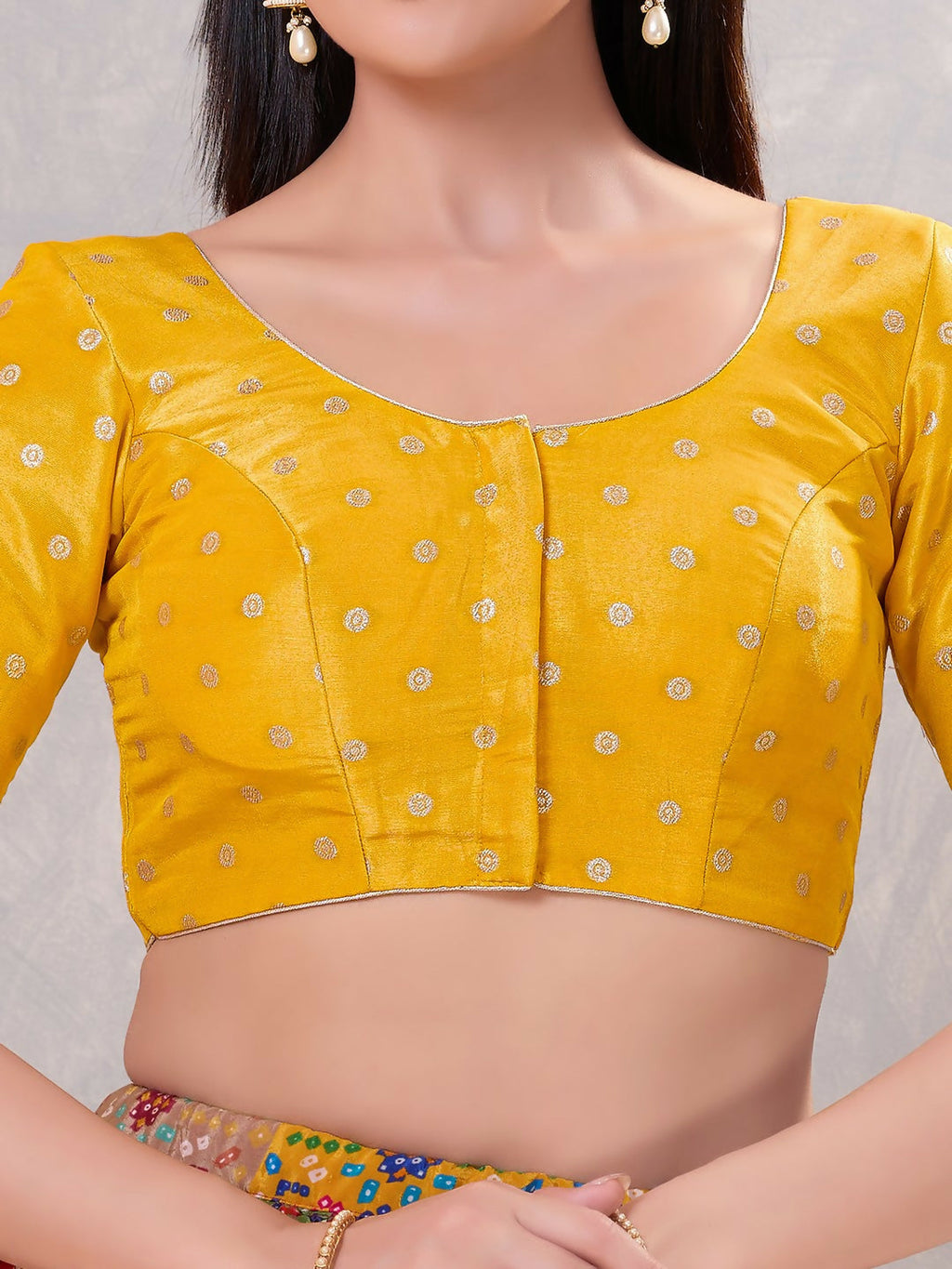 Joban Fashion Women Silk Yellow Stitched Blouse