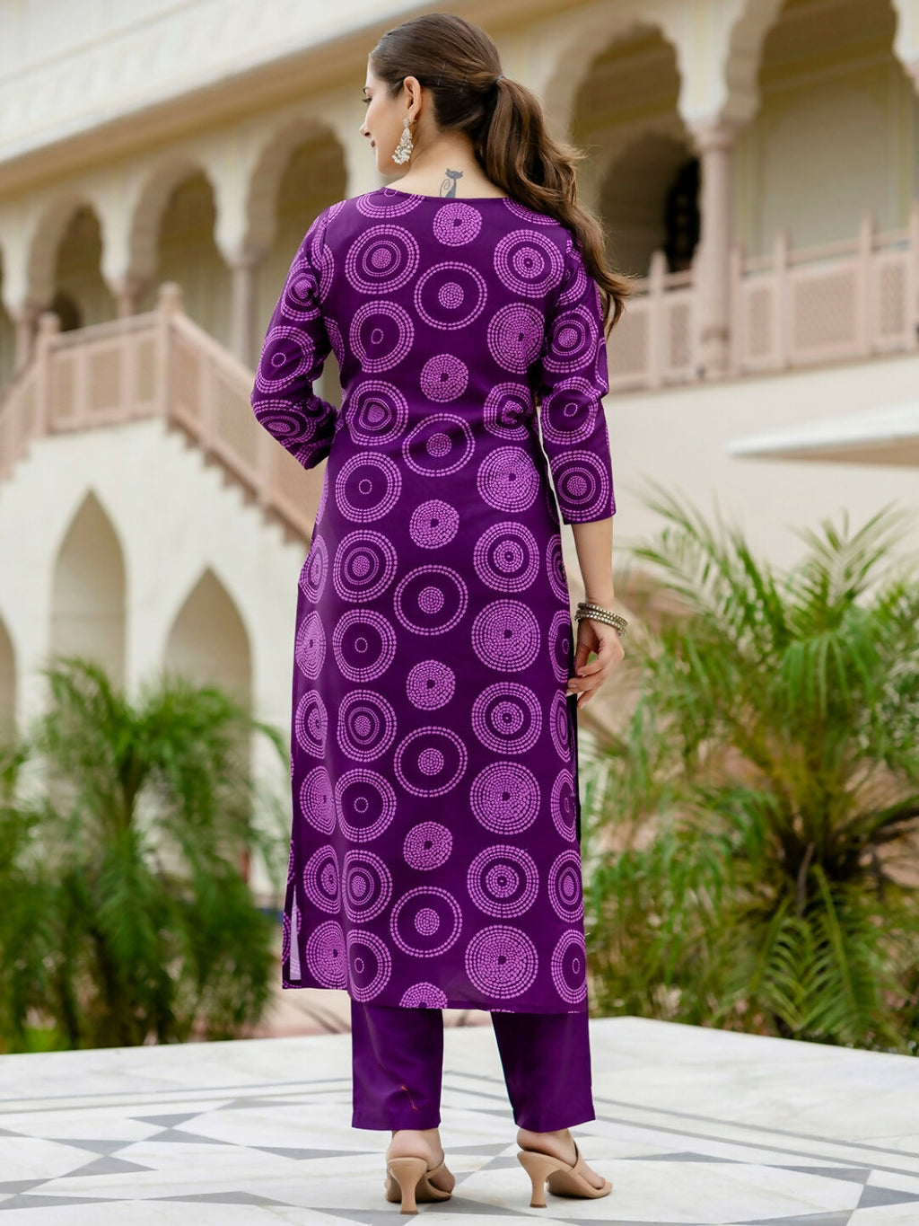 The52 Purple Women's Gorgeous Rayon Embroidered Straight Kurta with Pant And Dupatta Set - Distacart