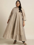 Juniper Women`S Beige Rayon Festive Wear Printed Anarkali Kurta - Distacart
