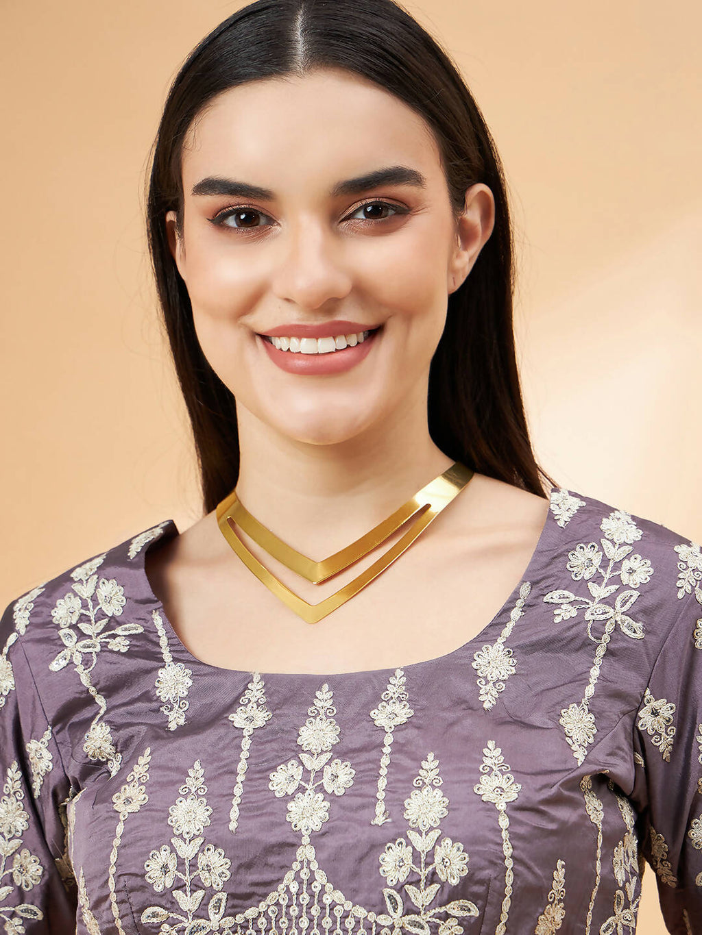Mauve Silk Georgette Ribbon Embroidery Saree - Norita Hit Design