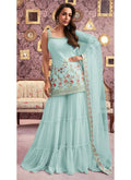 Vastranavya Malaika Arora Cream Georgette Embroidered Sequins Palazzo Suit