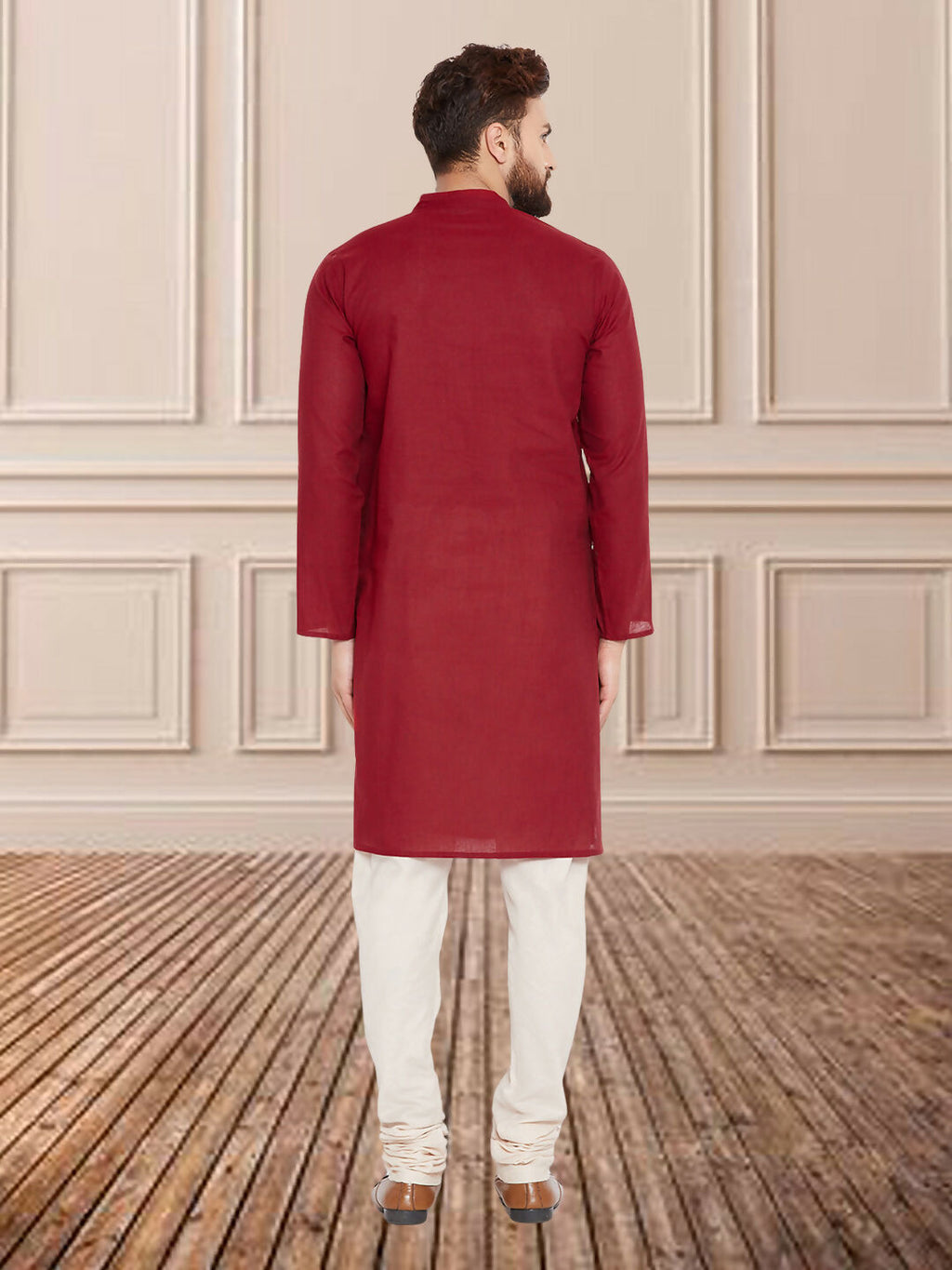 Even Apparels Men's Pure Cotton Maroon Kurta
