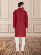 Even Apparels Men's Pure Cotton Maroon Kurta