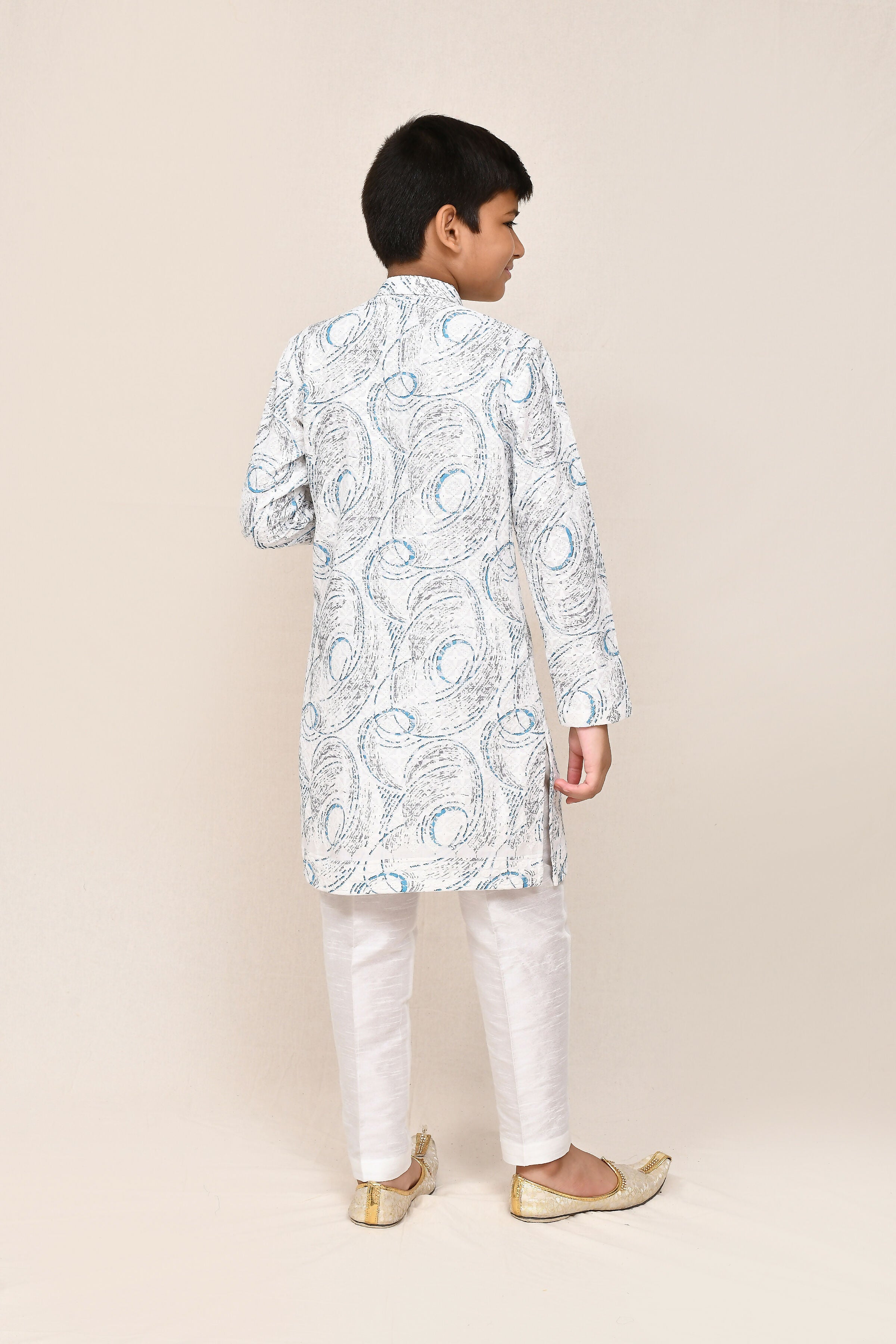 Joban Fashion Cotton Based Full Embroidered Work White Kurta With Straight Fit Pant
