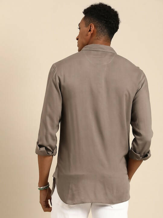 Grey Men Rayon Classic Opaque Casual Shirt - Mahotsav