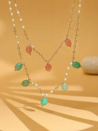 Beaded Green and Pink Motif Necklace - Ruby Raang