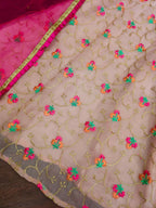 Jyoti Fashion Beautiful Peach Organza Silk Embroidered Kids Lehenga Choli Set