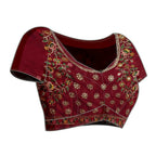 Maroon Silk Georgette Resham And Zari Embroidery Saree - Norita Saumya