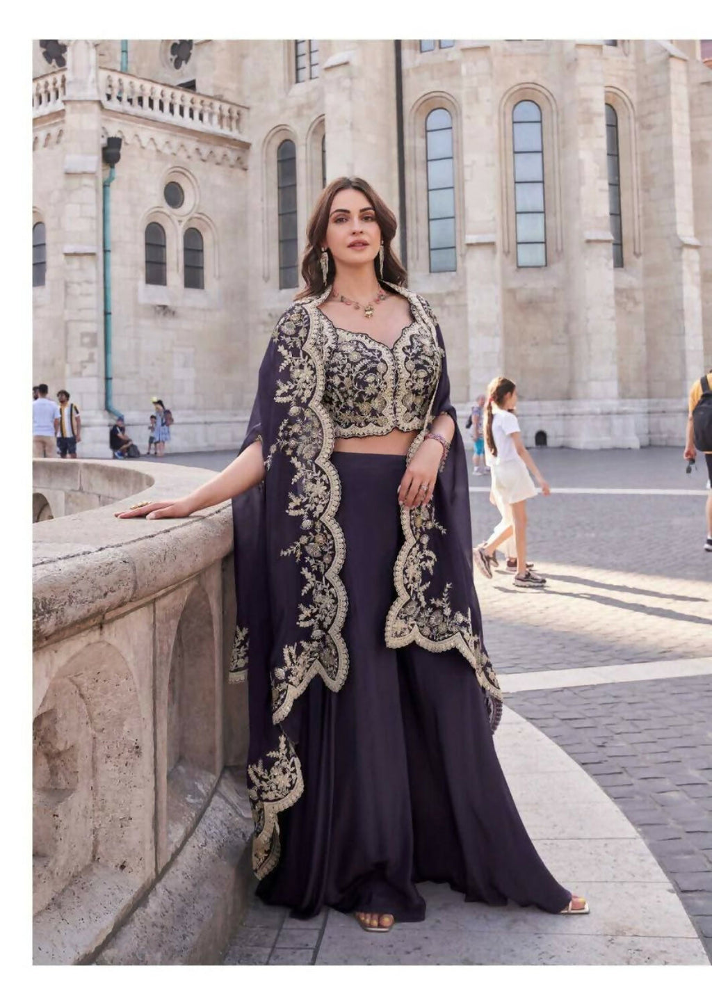 Anaita Purple Real Premium Silk Stitched Shrug Suit with Embroidery Work - Distacart