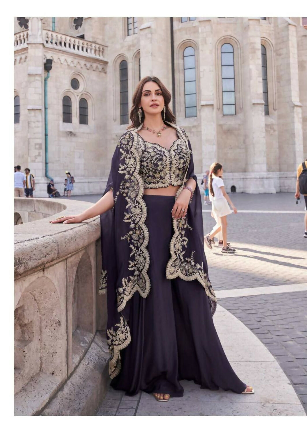 Anaita Purple Real Premium Silk Stitched Shrug Suit with Embroidery Work - Distacart