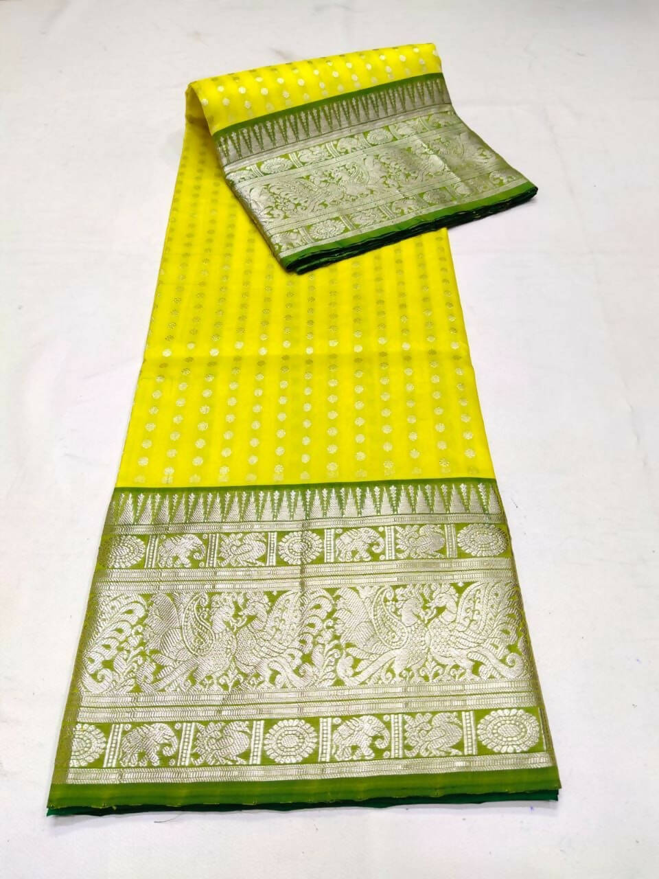 DEIANA'S Beautiful Designer Golden zari Soft Lichi Silk Saree - Yellow