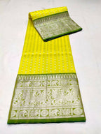 DEIANA'S Beautiful Designer Golden zari Soft Lichi Silk Saree - Yellow