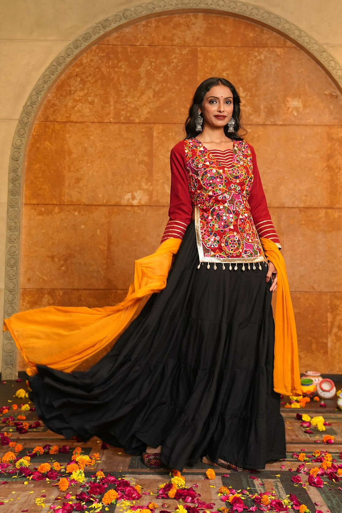 AI Fashion Black Crepe Designer Navratri Wear Lehenga Choli Collection
