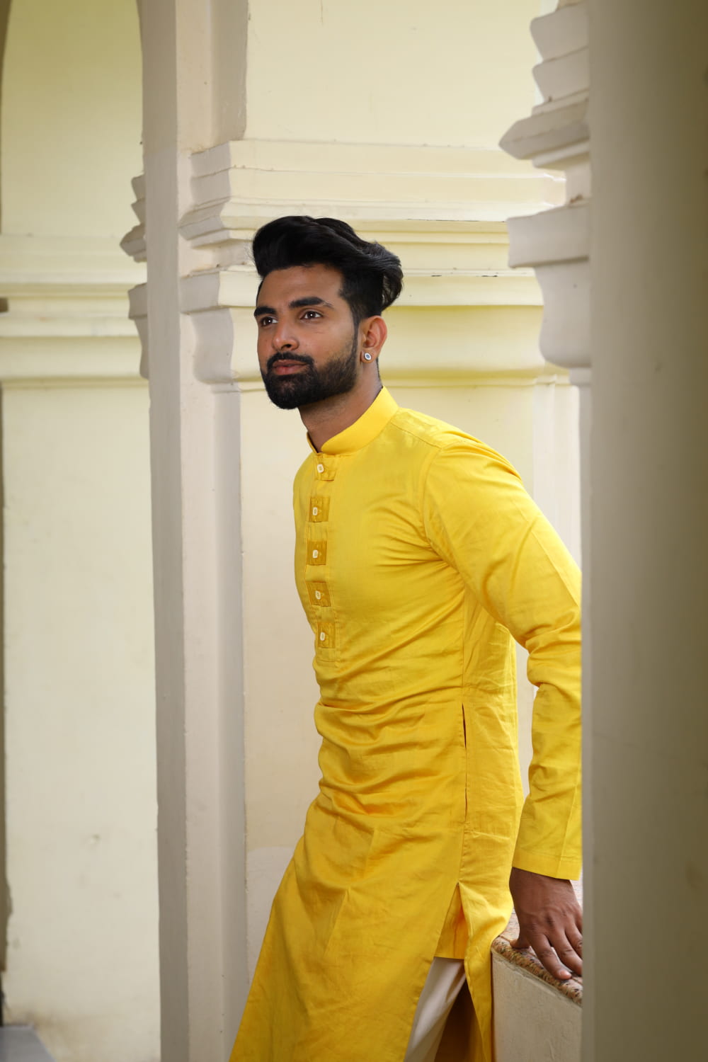 Nilay Yellow Designer Men's kurta by Hilo Design