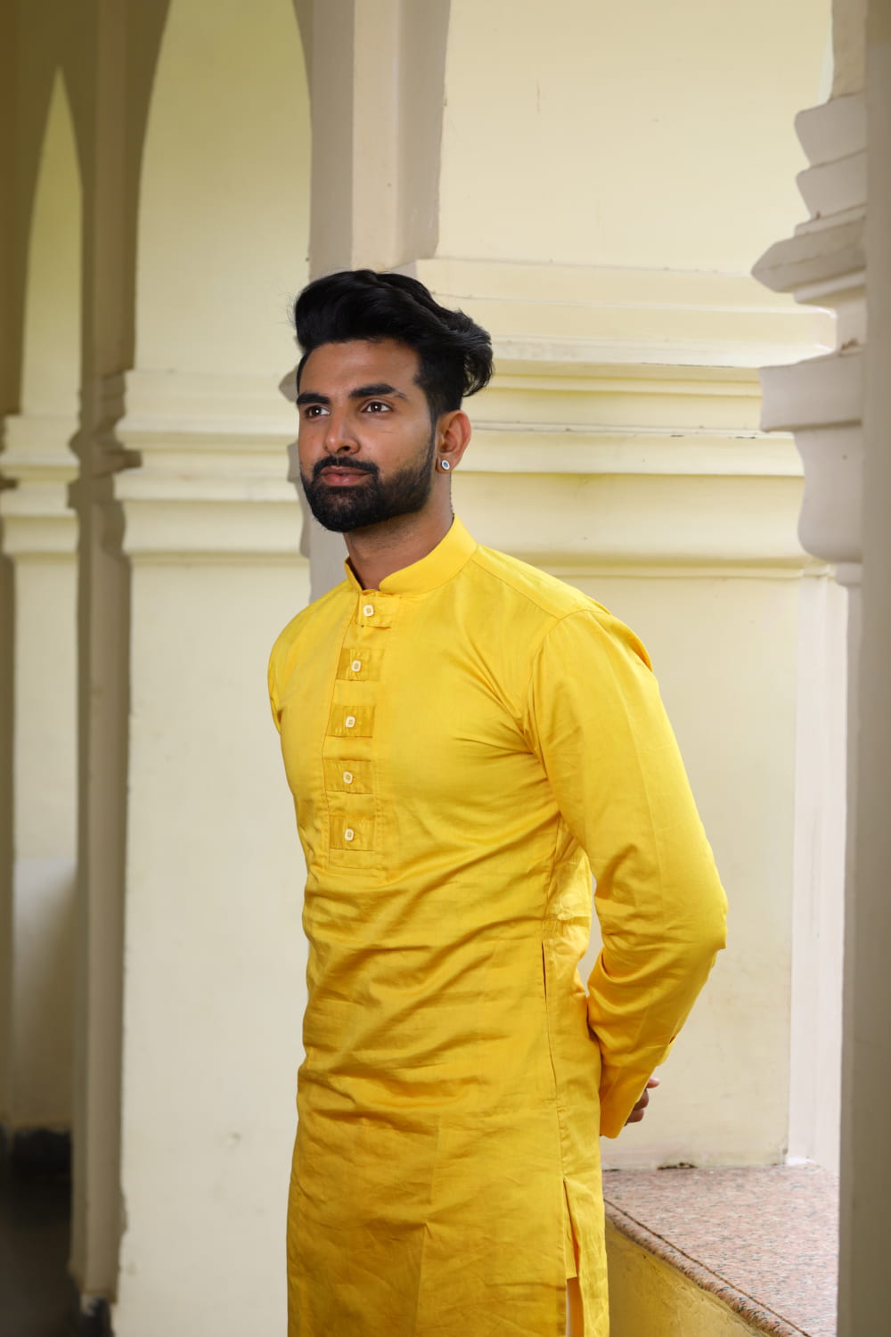 Nilay Yellow Designer Men's kurta by Hilo Design
