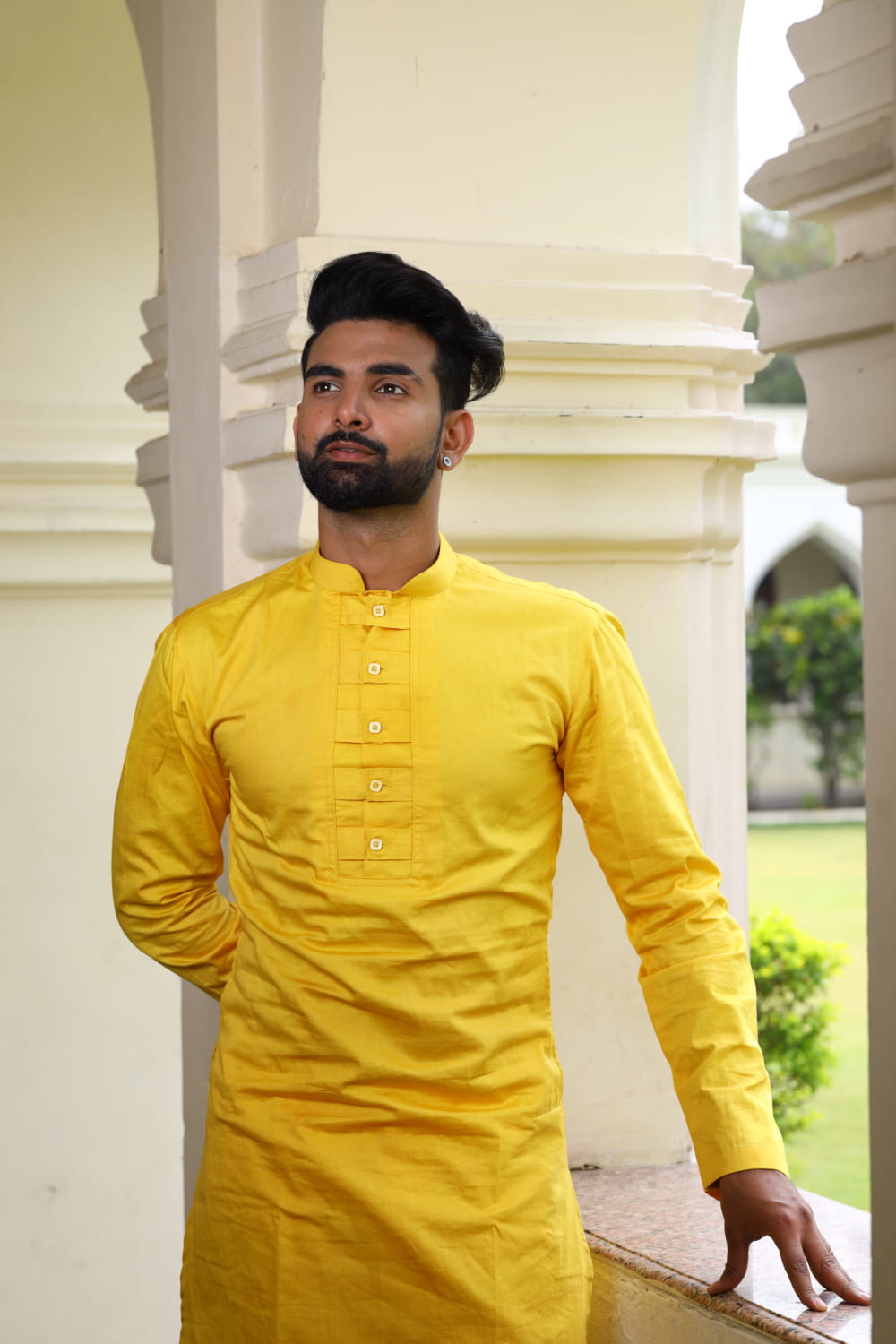 Nilay Yellow Designer Men's kurta by Hilo Design
