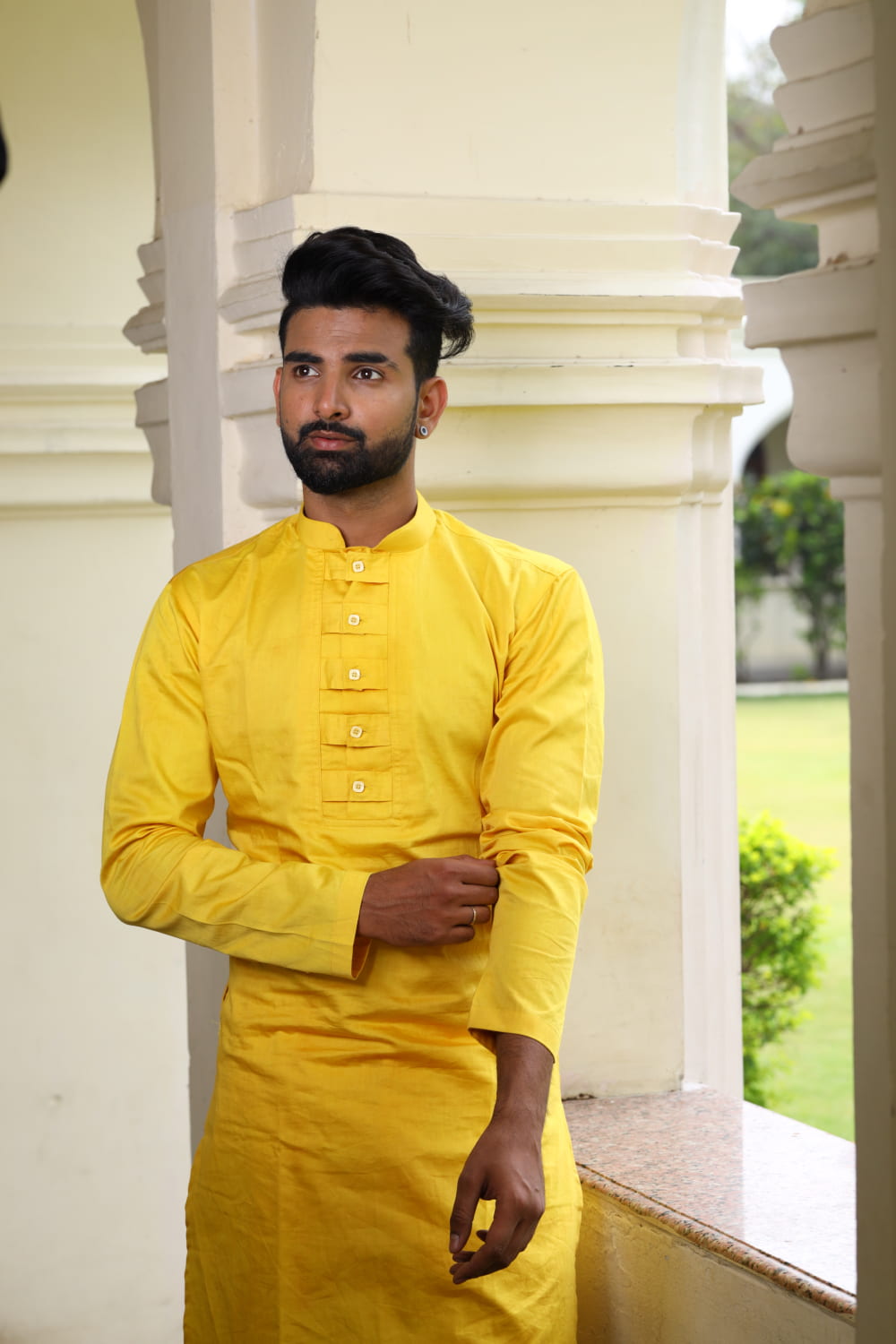 Nilay Yellow Designer Men's kurta by Hilo Design