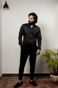 Black Pintuck Designer Men's Shirt by Hilo Design