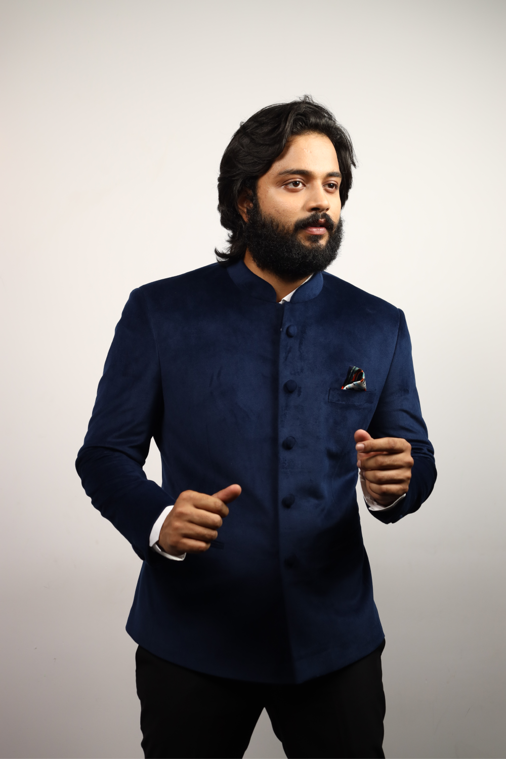 Blue Crude - Bandhgala Designer Men's Jacket by Hilo Design
