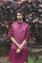 Magenta Designer Men's Nehru Jacket by Hilo Design