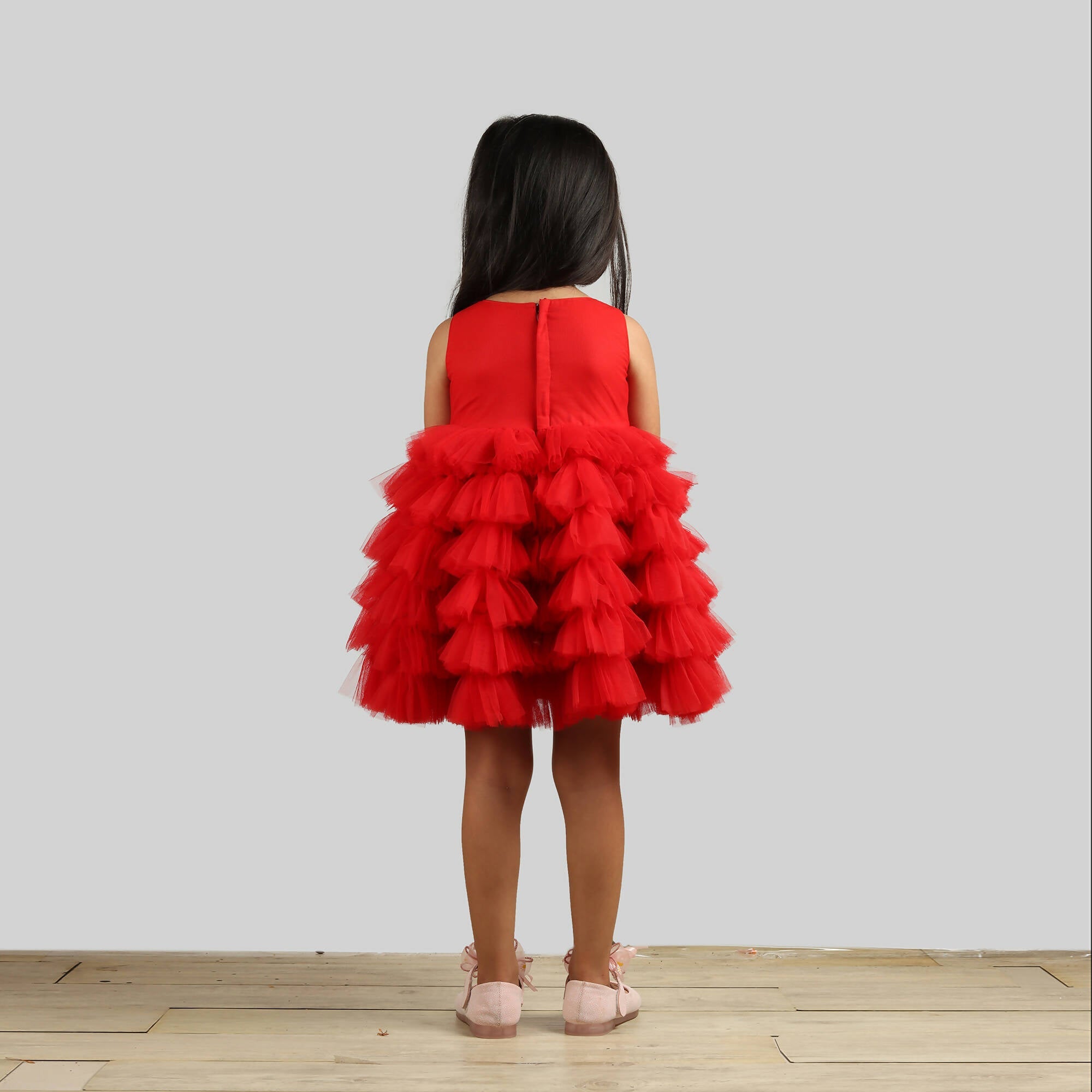 Pink Cow Fashions Red Dress With Frill Bottoms