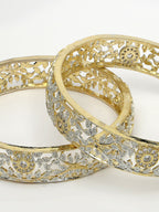 NVR Women's Set of 2 Gold-Polished American Diamond Emblished Handcrafted Bangles - Distacart