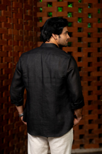 Linen Black Noir Breeze Shirt By Hilo Design