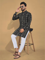 Anaita Black Printed Cotton Straight Kurta