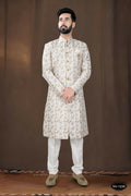 Joban Fashion Men's Off-White Base Silk Kurta with Pyjama