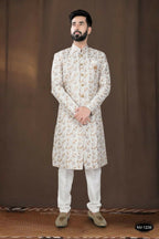 Joban Fashion Men's Off-White Base Silk Kurta with Pyjama