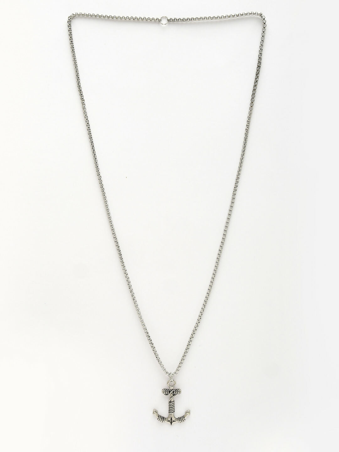 NVR Men's Silver-Plated Stainless Steel Pendant with Chain