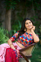 Vastranavya Luxurious Tussar Silk Print With Foil Work Lehenga Choli - Peach