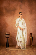 Joban Fashion Off White Yellow Hand Block Printed Cotton Suit Set - Distacart