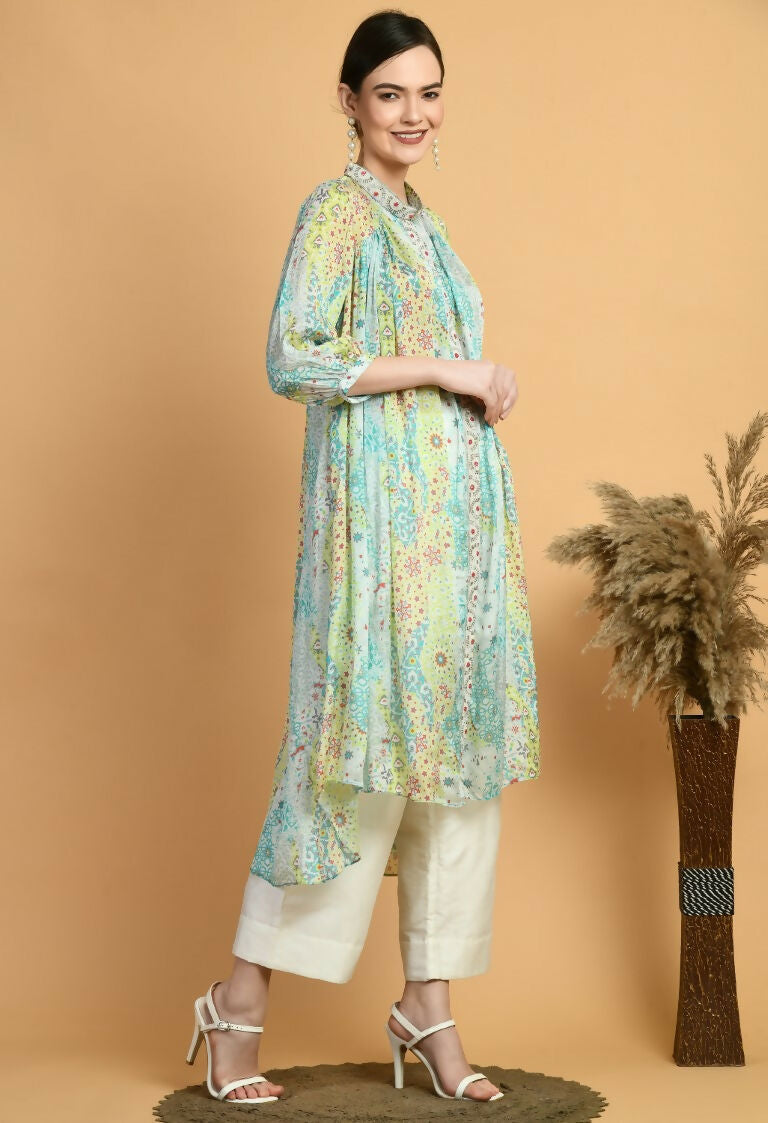 Joban Fashion Print Chinnon Kurta Set