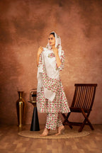 Joban Fashion Red Green Hand Block Printed Cotton Suit Set - Distacart
