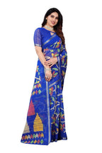 Vamika Blue Linen Zari Border Saree