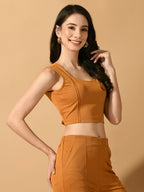 Myshka Women's Mustard Solid Party Top
