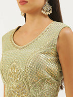 House of Panchhi Pista Net Sequinse Work Lehenga & Blouse, Dupatta